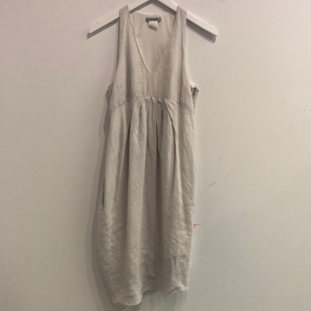 Sarah Pacini Off-White Linen Sleeveless Midi Dress